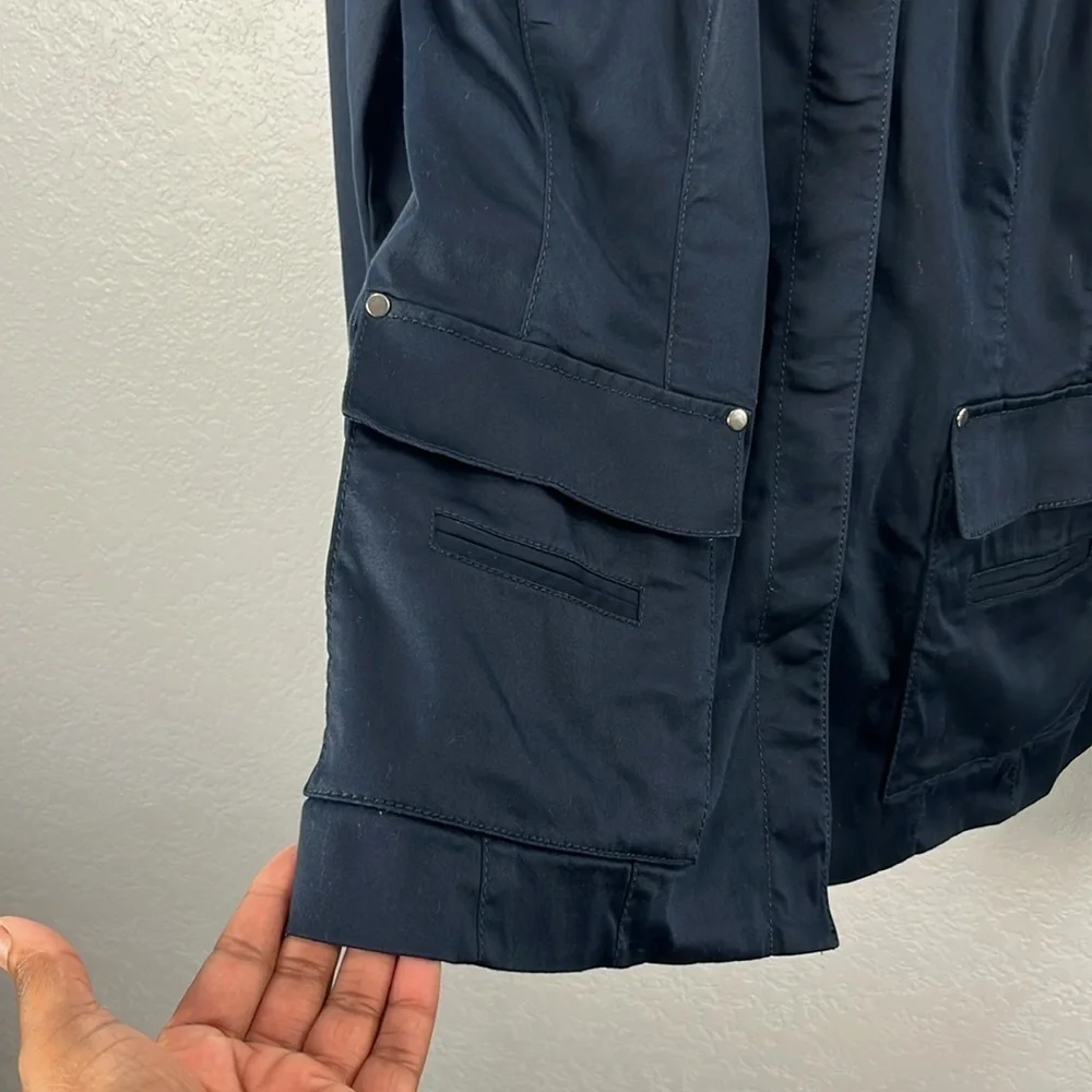 LIZ CLAIBORNE Women’s Sz S‎ Navy Blue Snap Button Jacket Coat Career Office